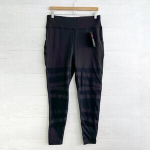 NWT Pop Fit - Black high-rise sheer mesh stripe leggings POP2232-10, 2XL